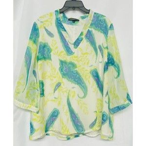 Preston & York Women's size XL Multicolor Pullover Blouse Fully Lined Sheer